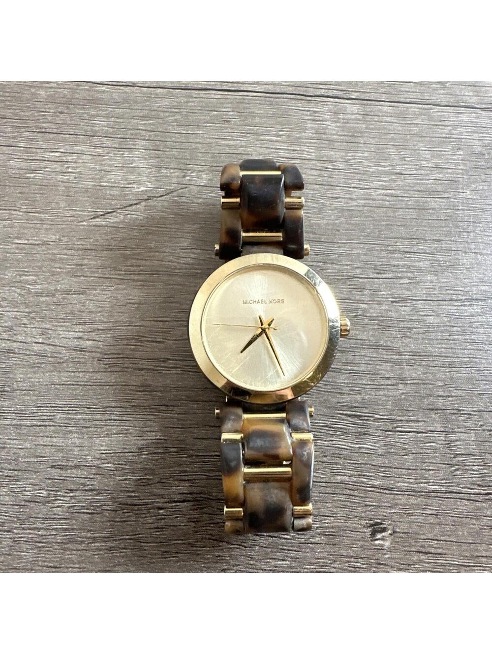 Michael Kors Watch Women Delray Gold Dial Tortoise Acetate MK4314
